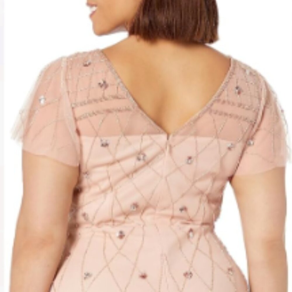 NWT! Adrianna Papell Women's Rose Blush Beaded Fit and Flare Dress. size 12 - Picture 2 of 4